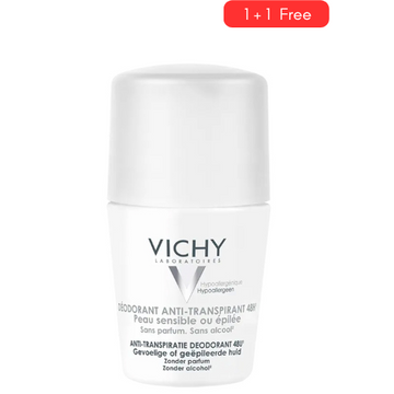 VICHY Anti-Perspirant Deodorant 48H Sensitive Skin Roll On - 2x50ml