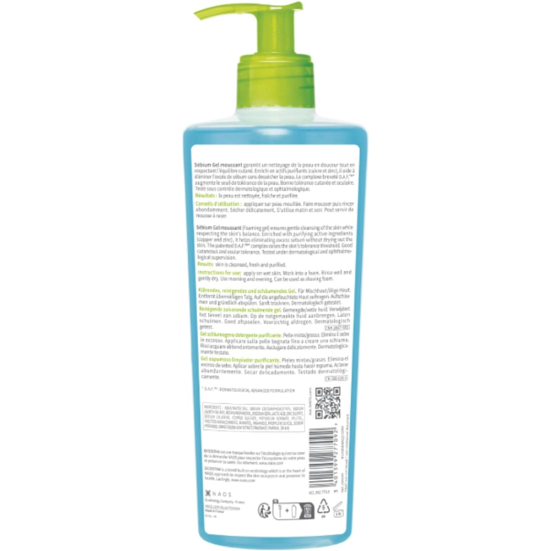 Bioderma Sebium Purifying Cleansing Foaming Gel - Combination to Oily Skin, 500ml