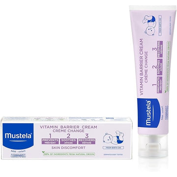 Mustela Baby Diaper Rash Vitamin Barrier Cream 123 - Skin Protectant with Zinc Oxide - Fragrance Free & Paraben Free - with 98% Natural Ingredients - 50ml