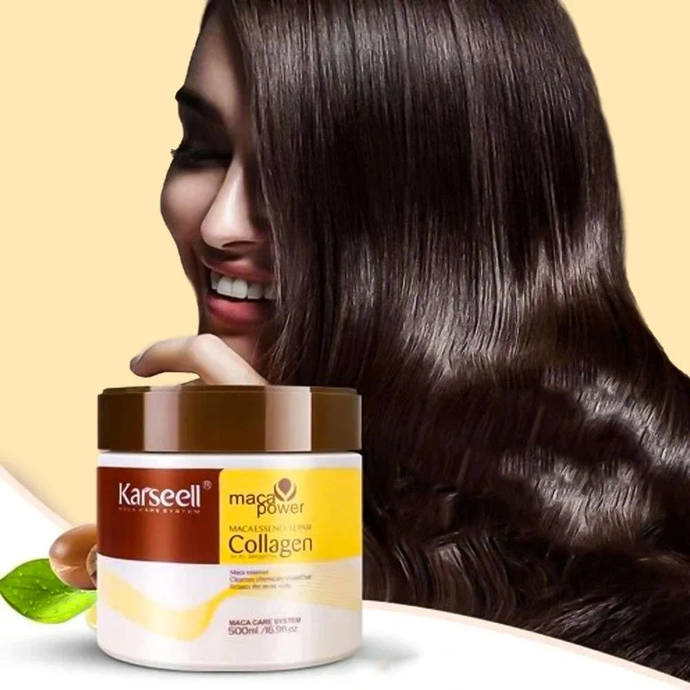 WANHUACAO Collagen Hair Mask - Collagen and Argan Oil Hair Treatment, Deep Repair Conditioning Hair Mask Essence - Nourishing Treatment for Dry, Damaged Hair, and All Hair Types 500G